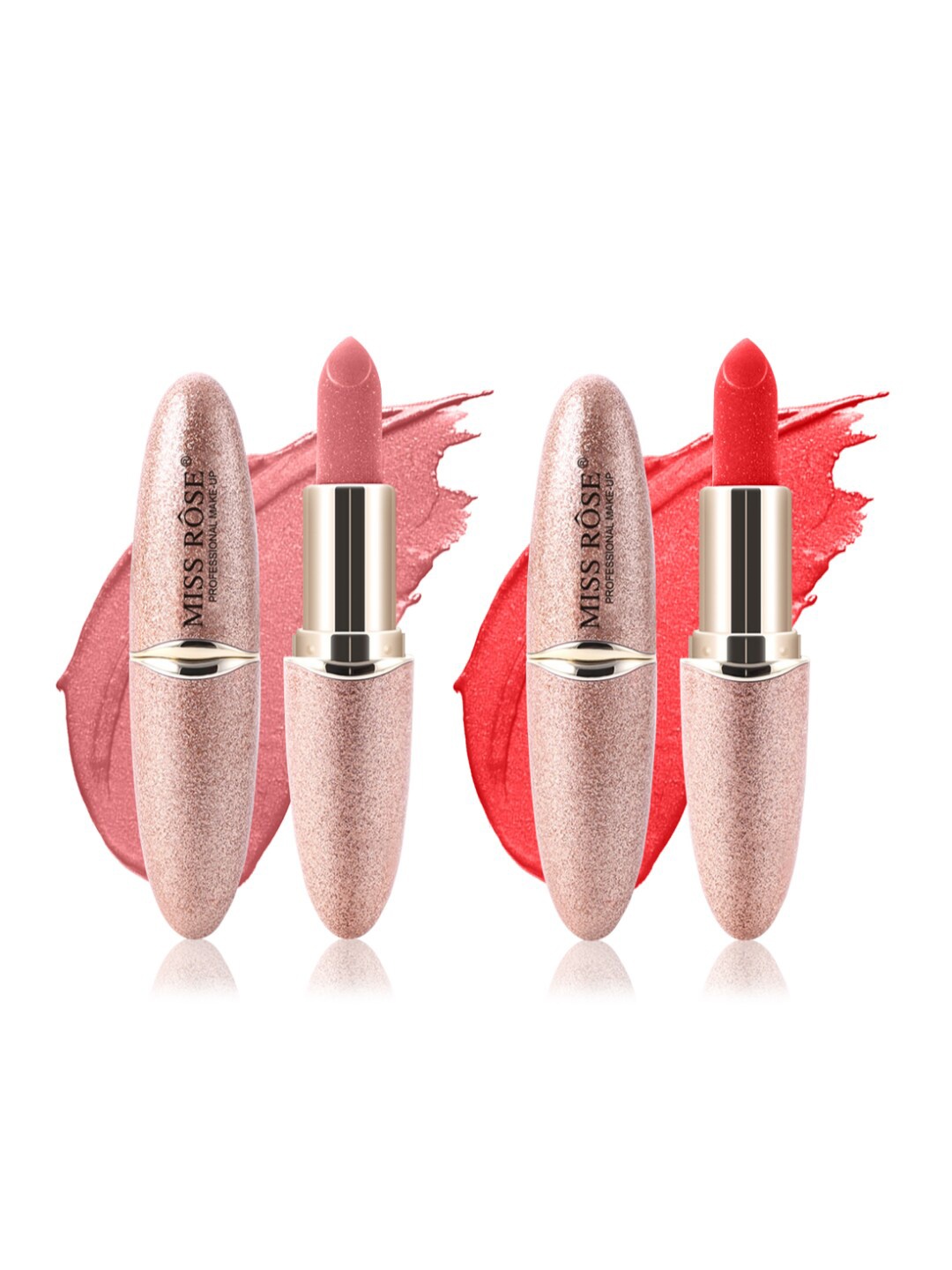 

MISS ROSE Set of 2 Matte Smooth Velvet Lipstick 7301-411 06+43, Pink