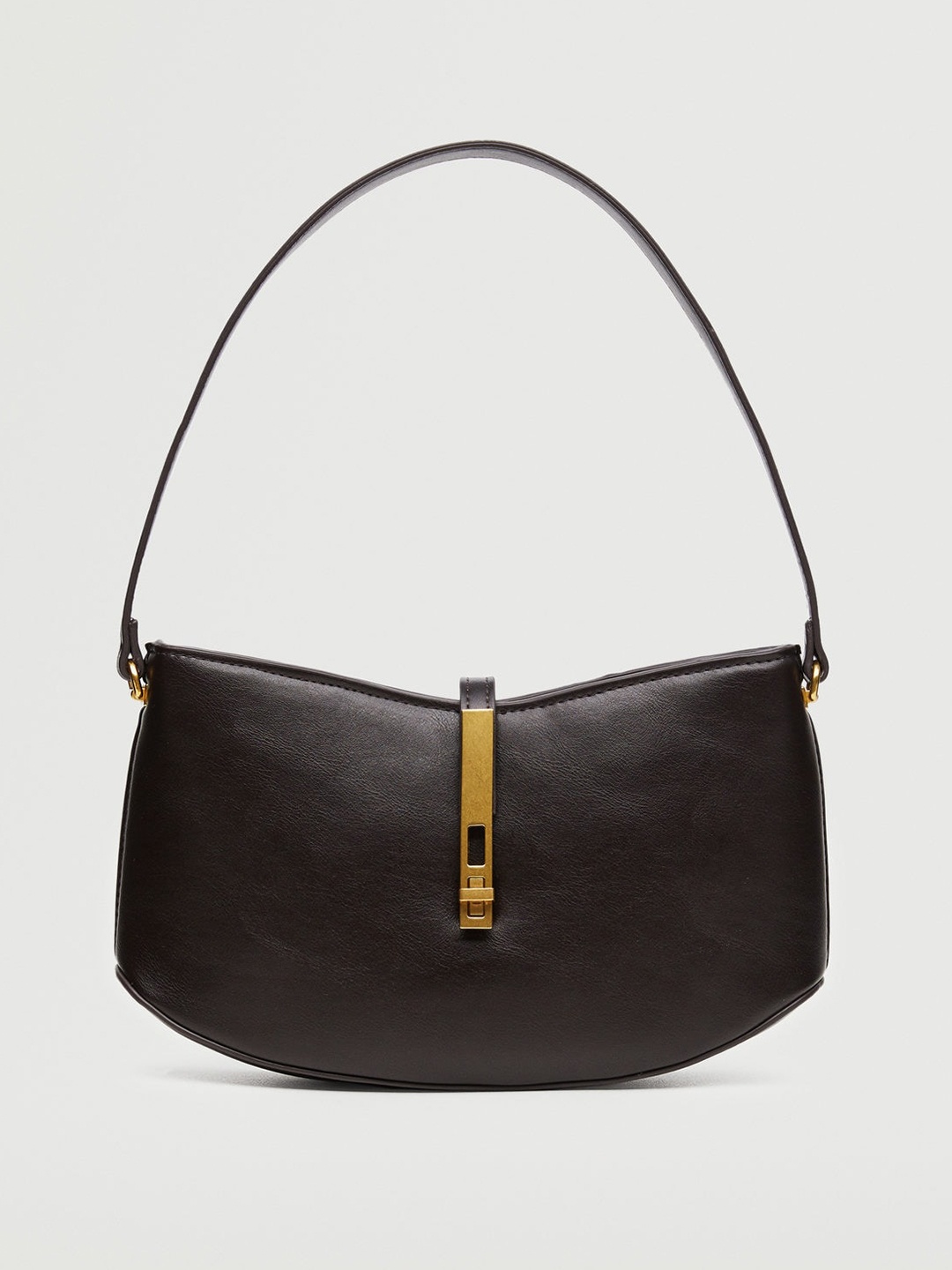 

MANGO Black Solid Baguette Bag