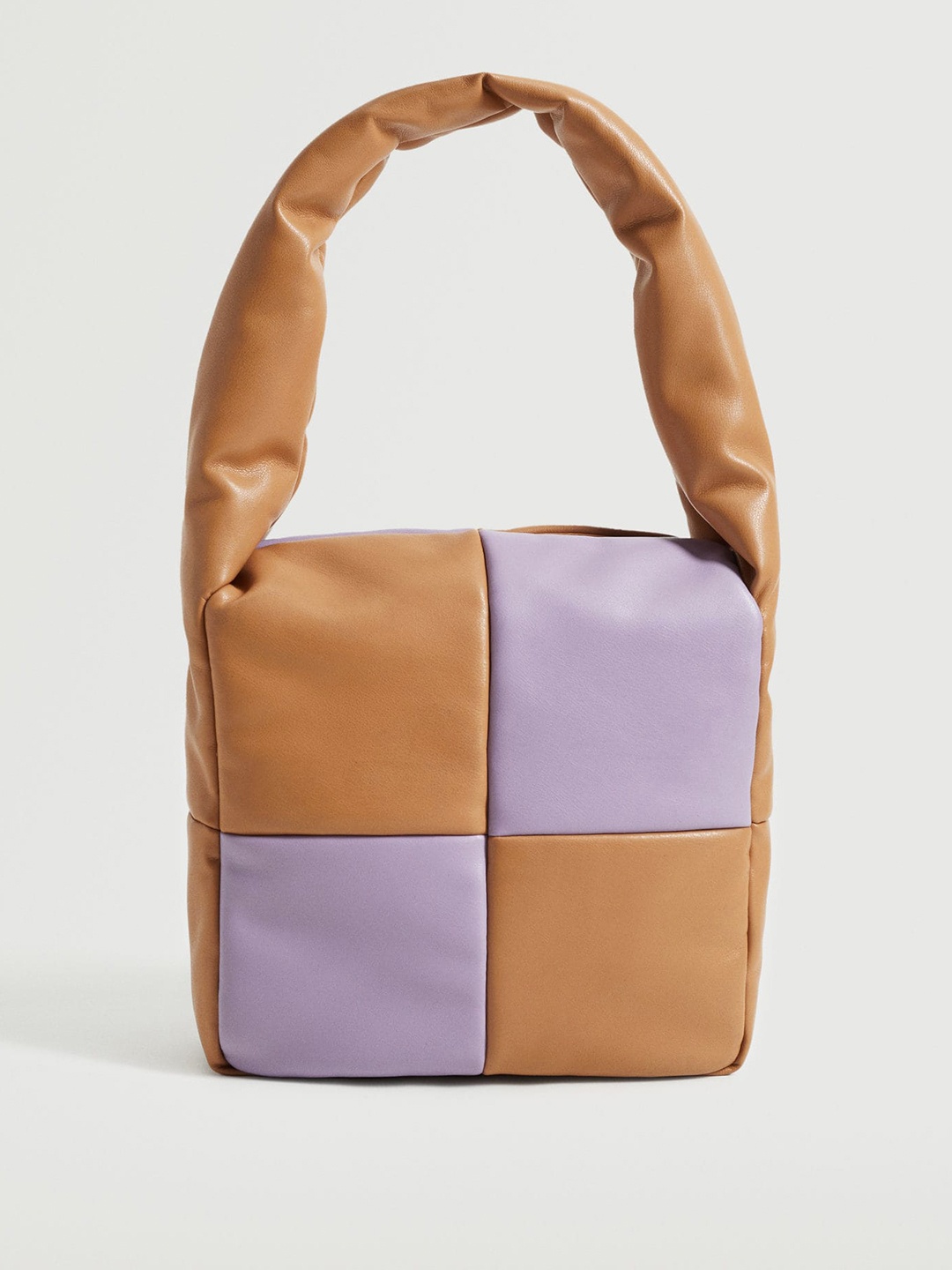 

MANGO Purple & Brown Colourblocked Shoulder Bag