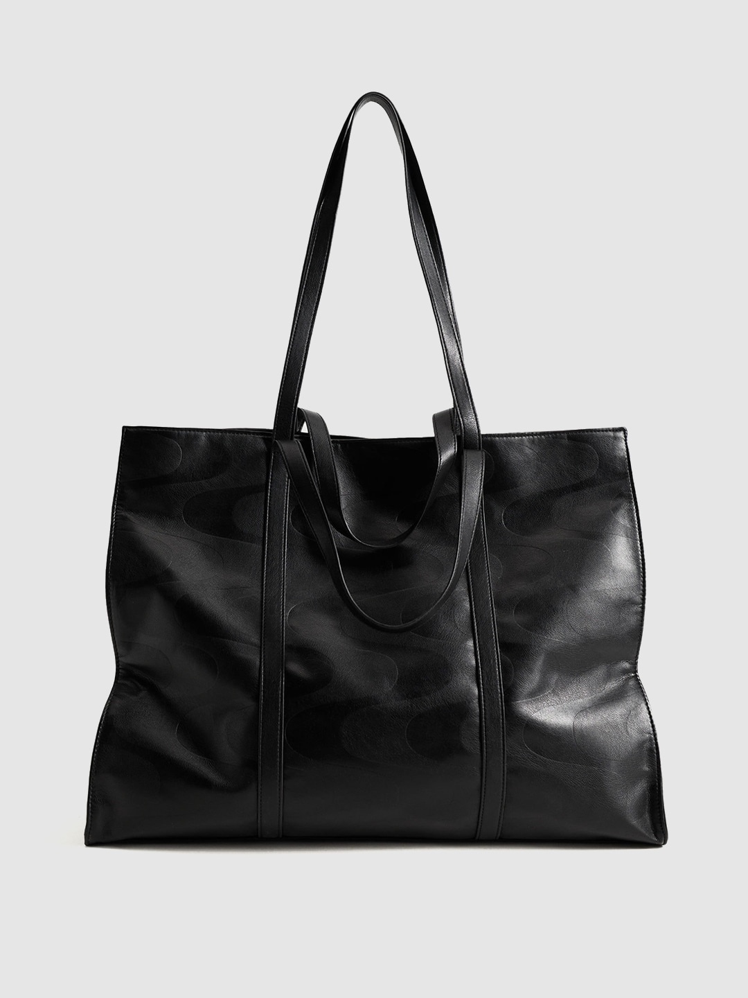 

MANGO Black Textured Structured Shoulder Bag