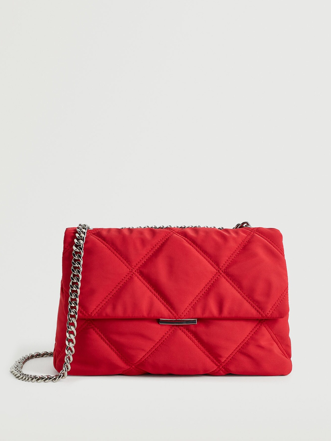 

MANGO Red Solid Structured Quilted Sling Bag