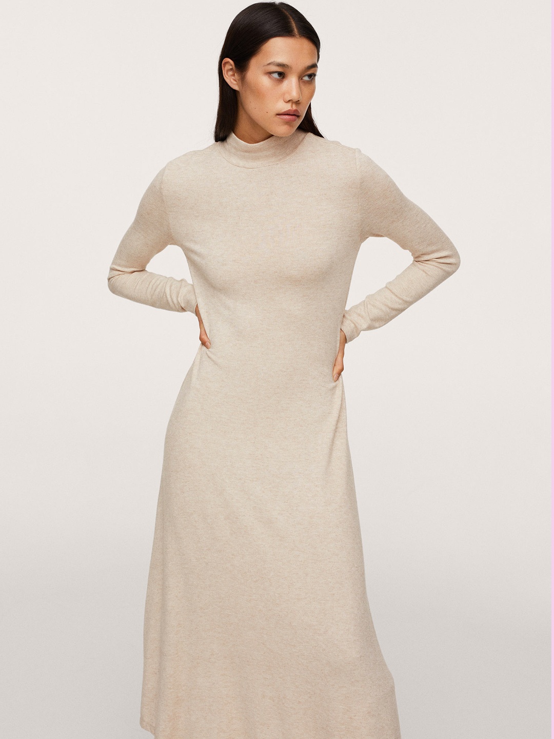 

MANGO Women Off White Solid Maxi Dress