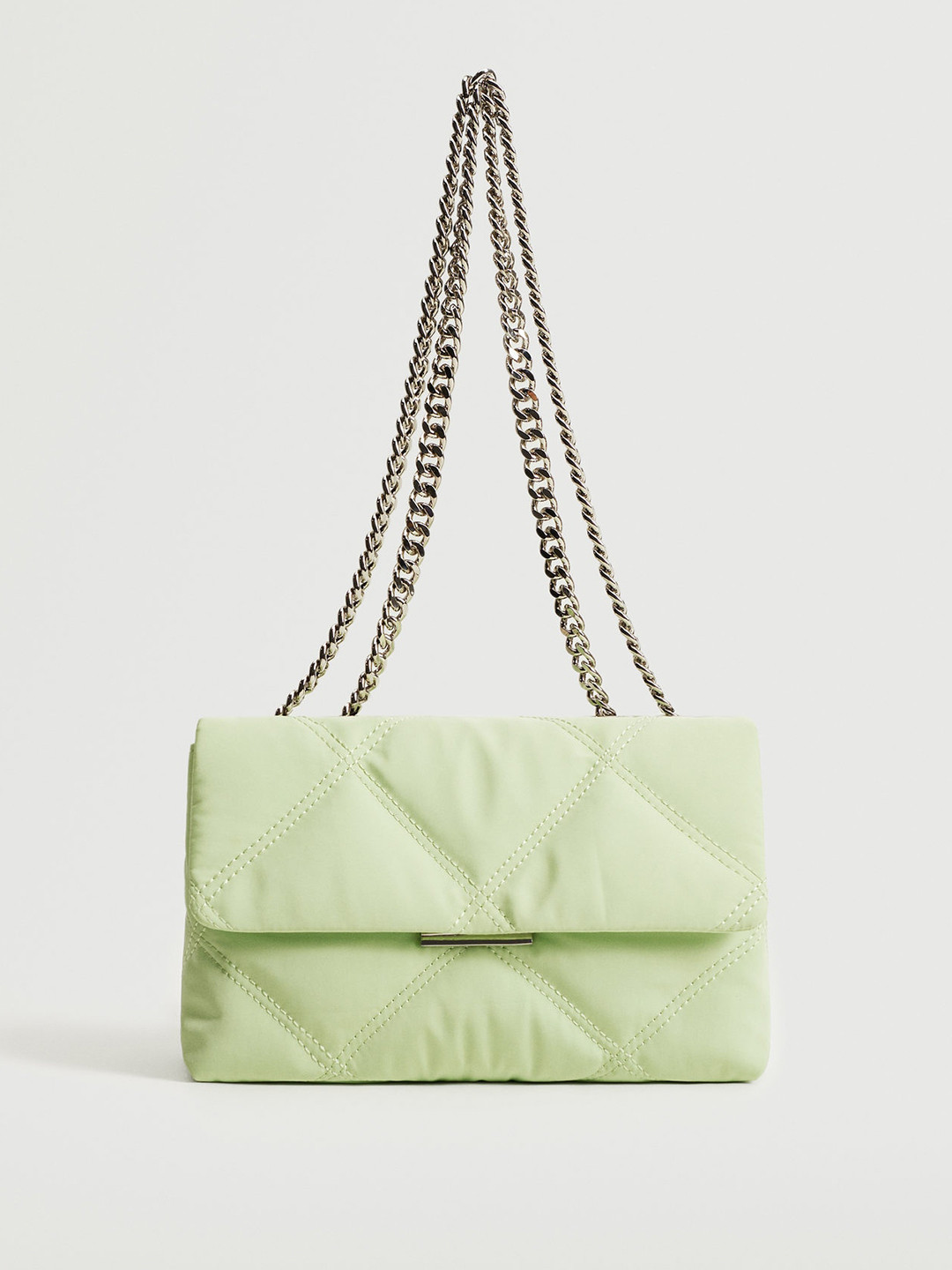 

MANGO Lime Green Structured Quilted Sling Bag