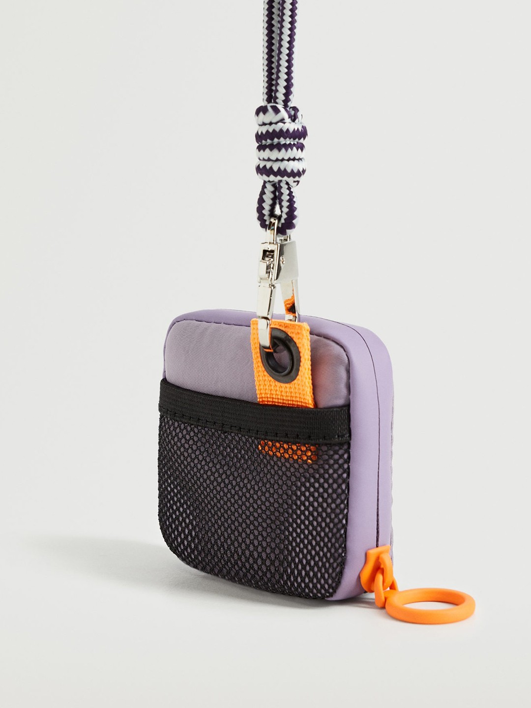 

MANGO Women Lavender & Black Coloublocked Airpods Case