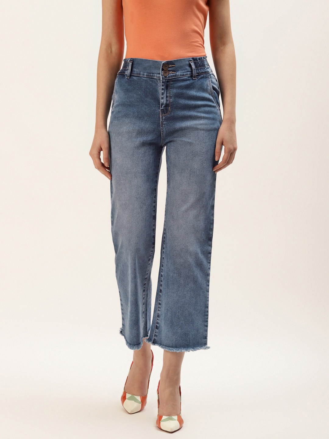 

urSense Women Blue Flared High-Rise Light Fade Stretchable Jeans