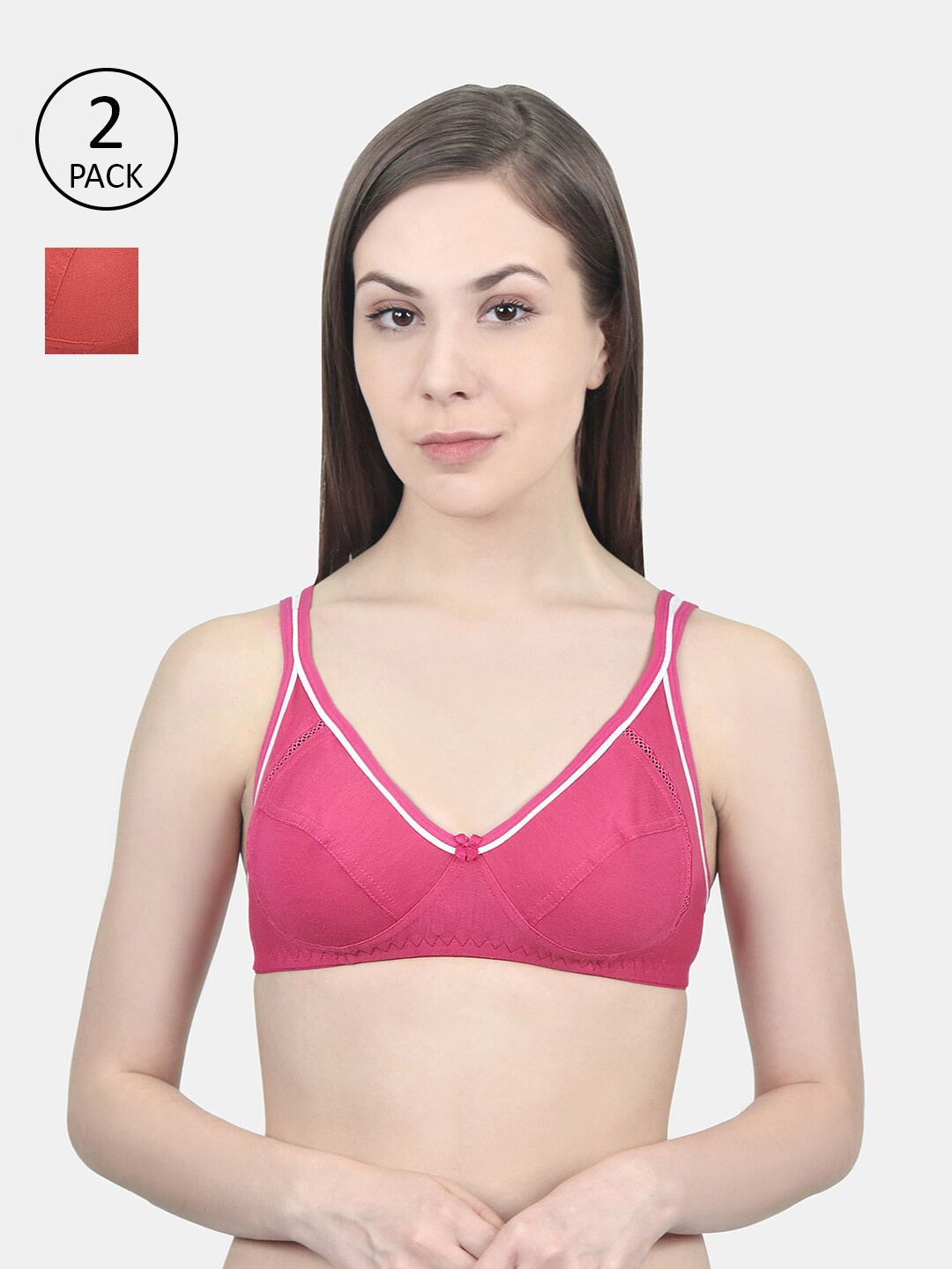 

Innocence Pack of 2 Pink & Red Non Padded Non Wired Bra