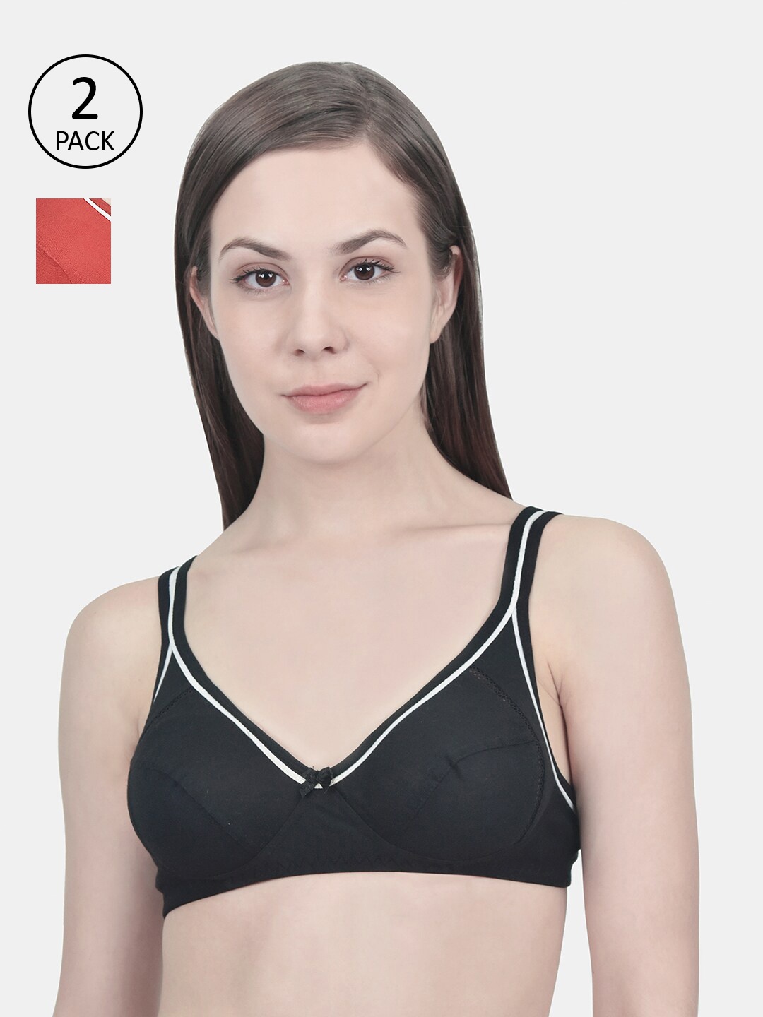 

Innocence Pack of 2 Black & Orange Bra