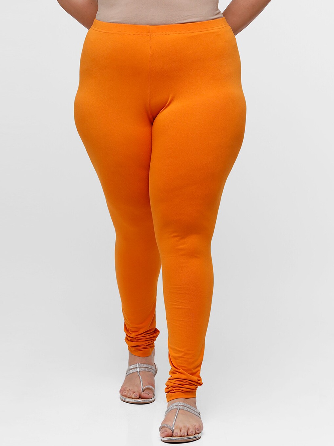 

De Moza Women Yellow Solid Cotton Churidar-Length Leggings