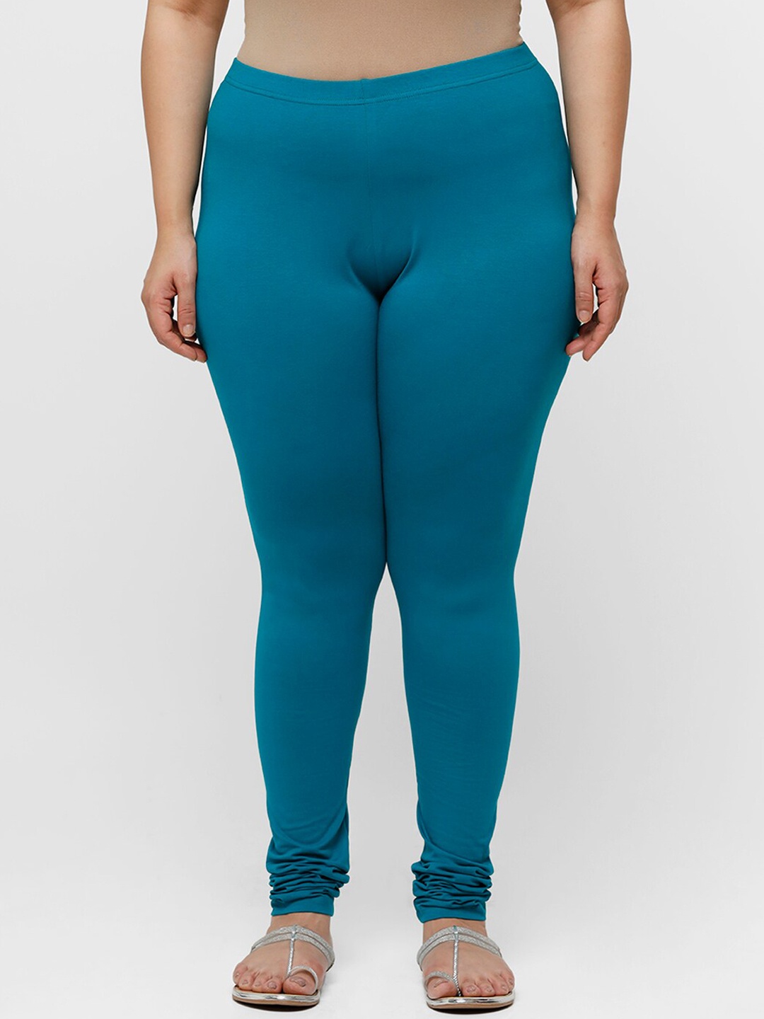 

De Moza Women Green Solid Churidar-Length Cotton Leggings