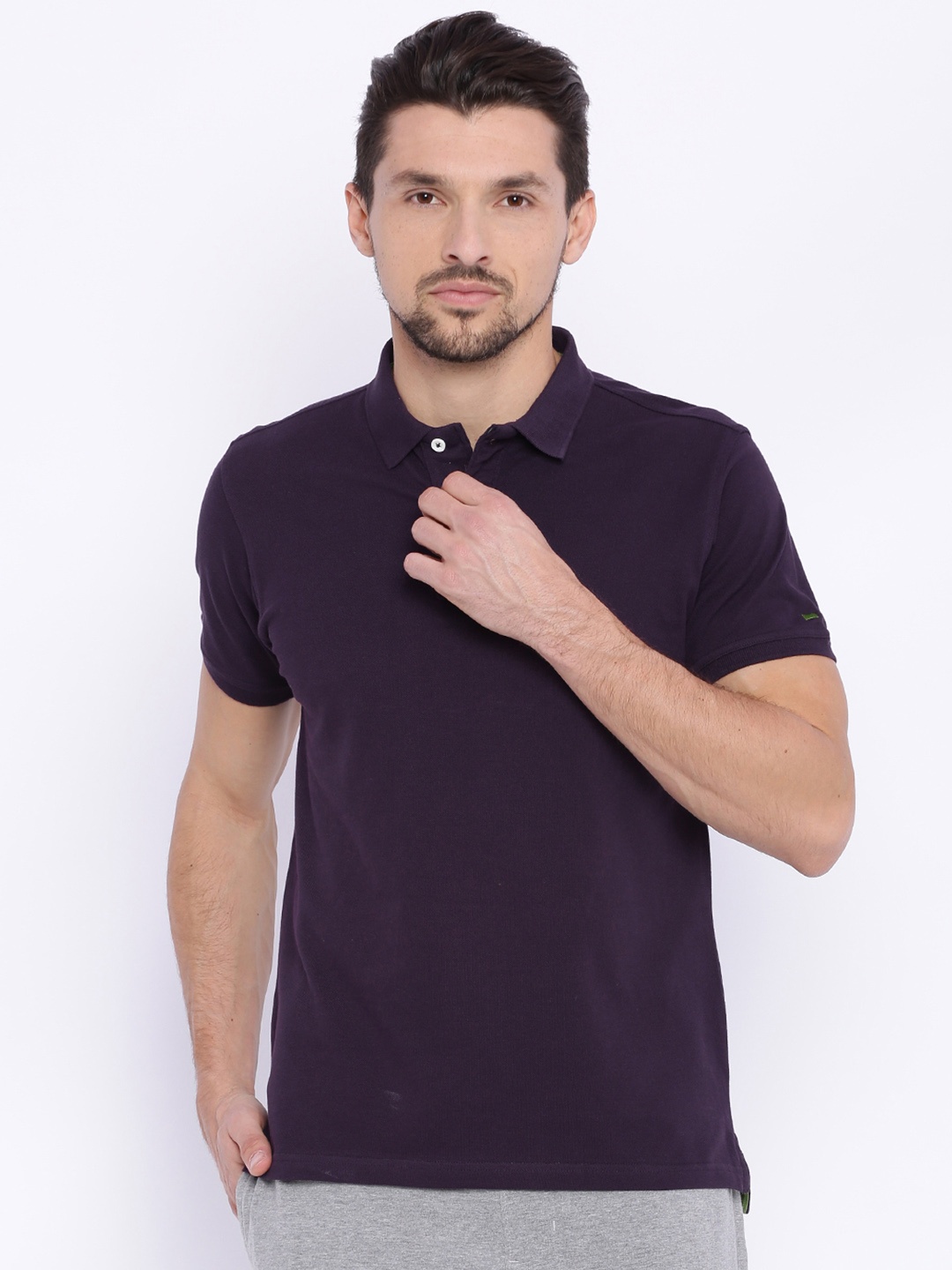 

Basics Men Purple Muscle Fit Polo Pure Cotton T-shirt