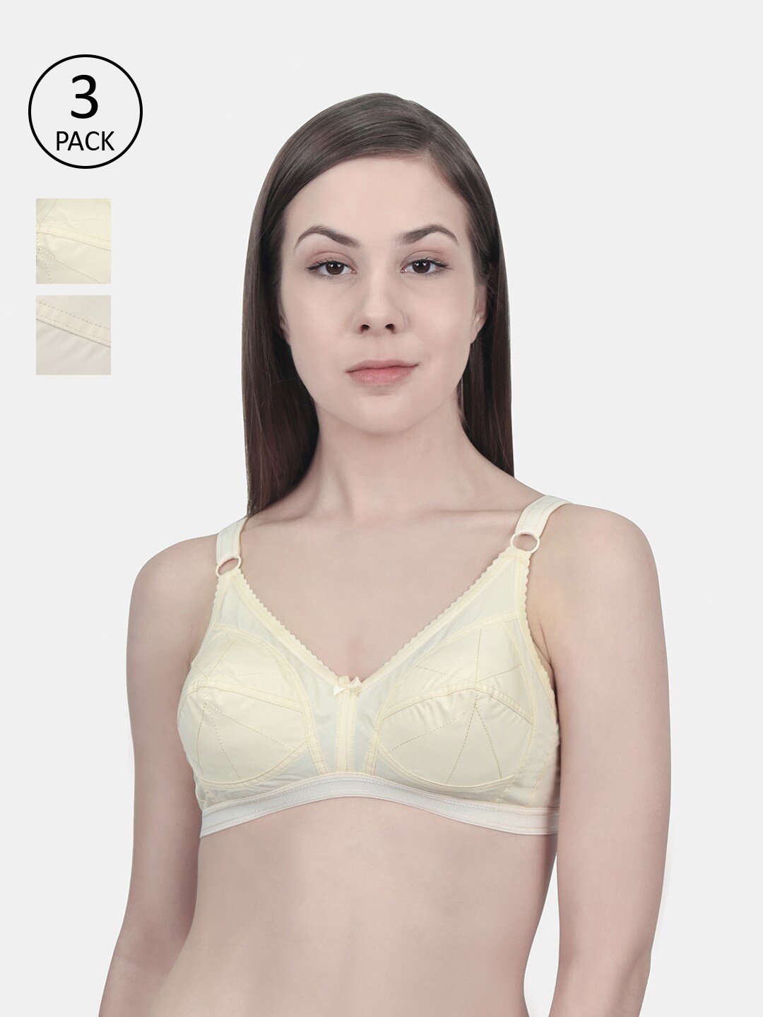 

Innocence Women Beige Non Padded Non Wired Full Coverage Everyday Bra Set Of 3