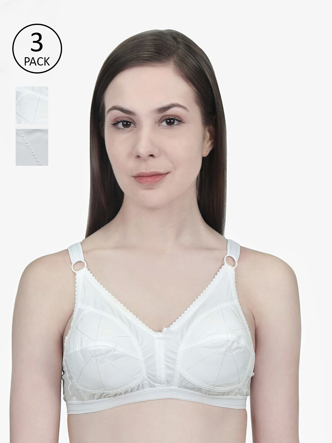 

Innocence Pack of 3 Non Wired Full Coverage Non Padded Everyday Bra, White