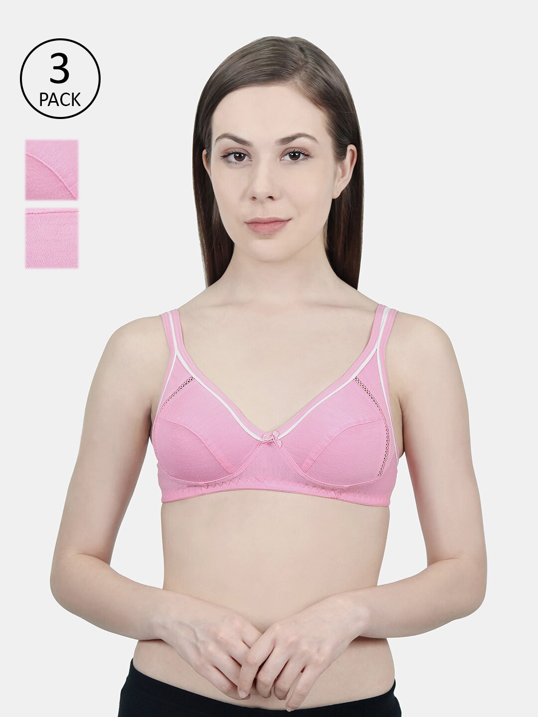 

Innocence Women Pink Non Padded Non Wired Bra Set Of 3