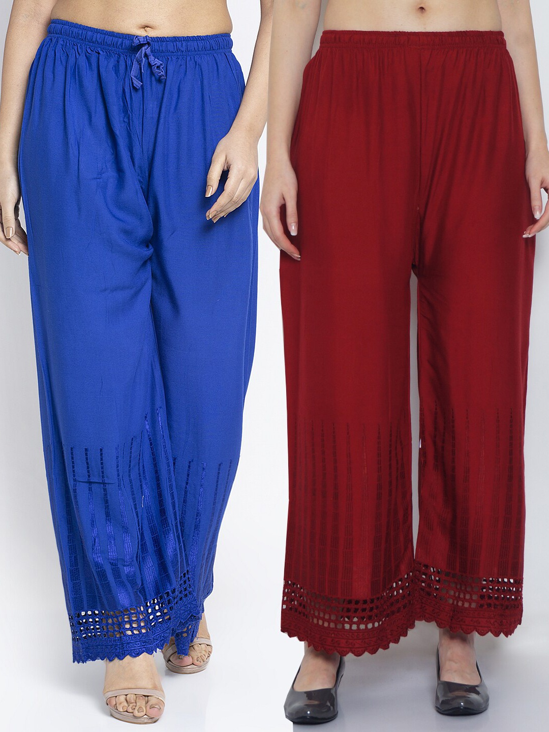 

Jinfo Women Blue & Maroon 2 Ethnic Palazzos