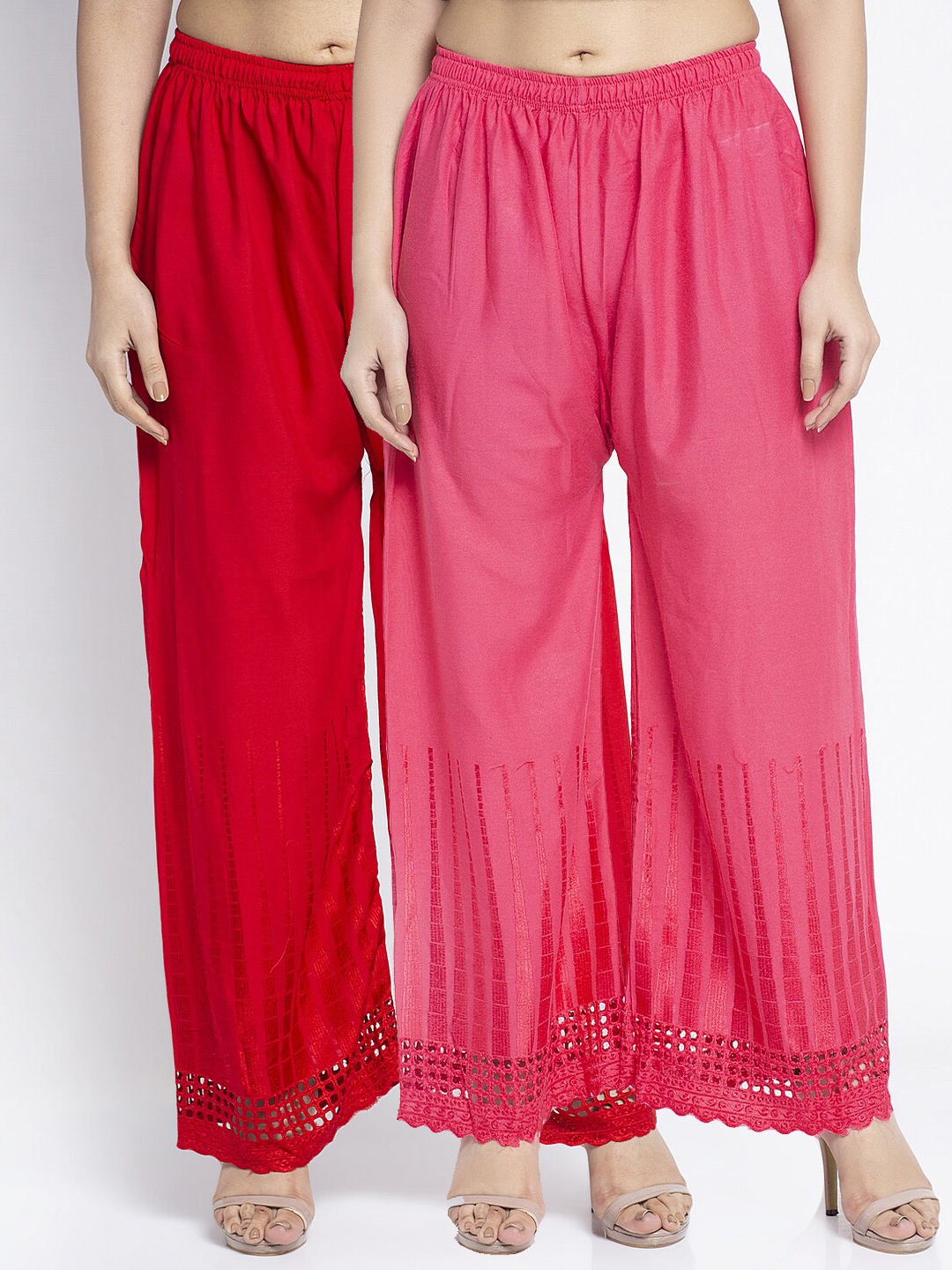 

Jinfo Women Red & Pink 2 Ethnic Palazzos