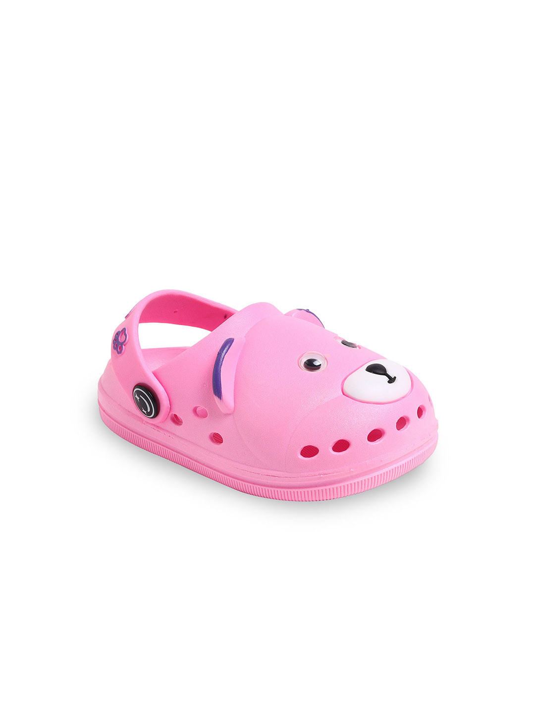 

Yellow Bee Girls Pink & White Cute Bear Clogs