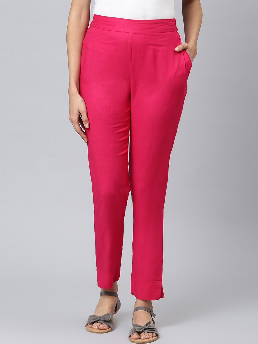 

FLAMBOYANT Women Pink Solid Regular Fit Trousers