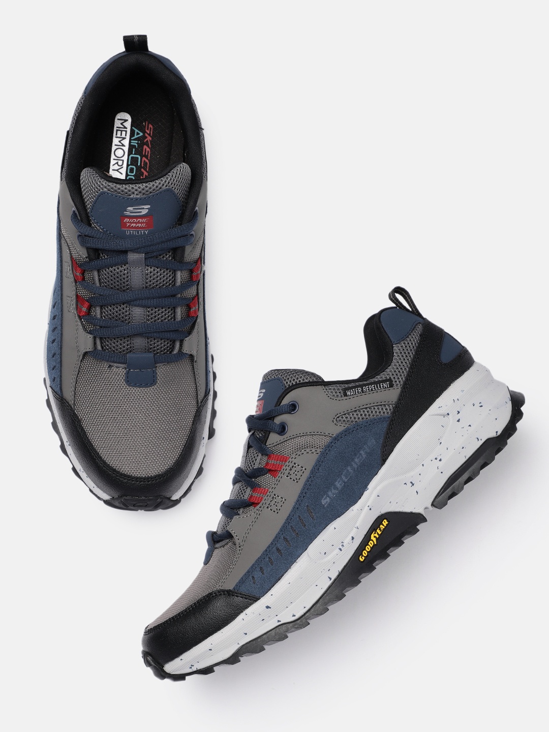 

Skechers Men Navy Blue Colourblocked PU Sneakers
