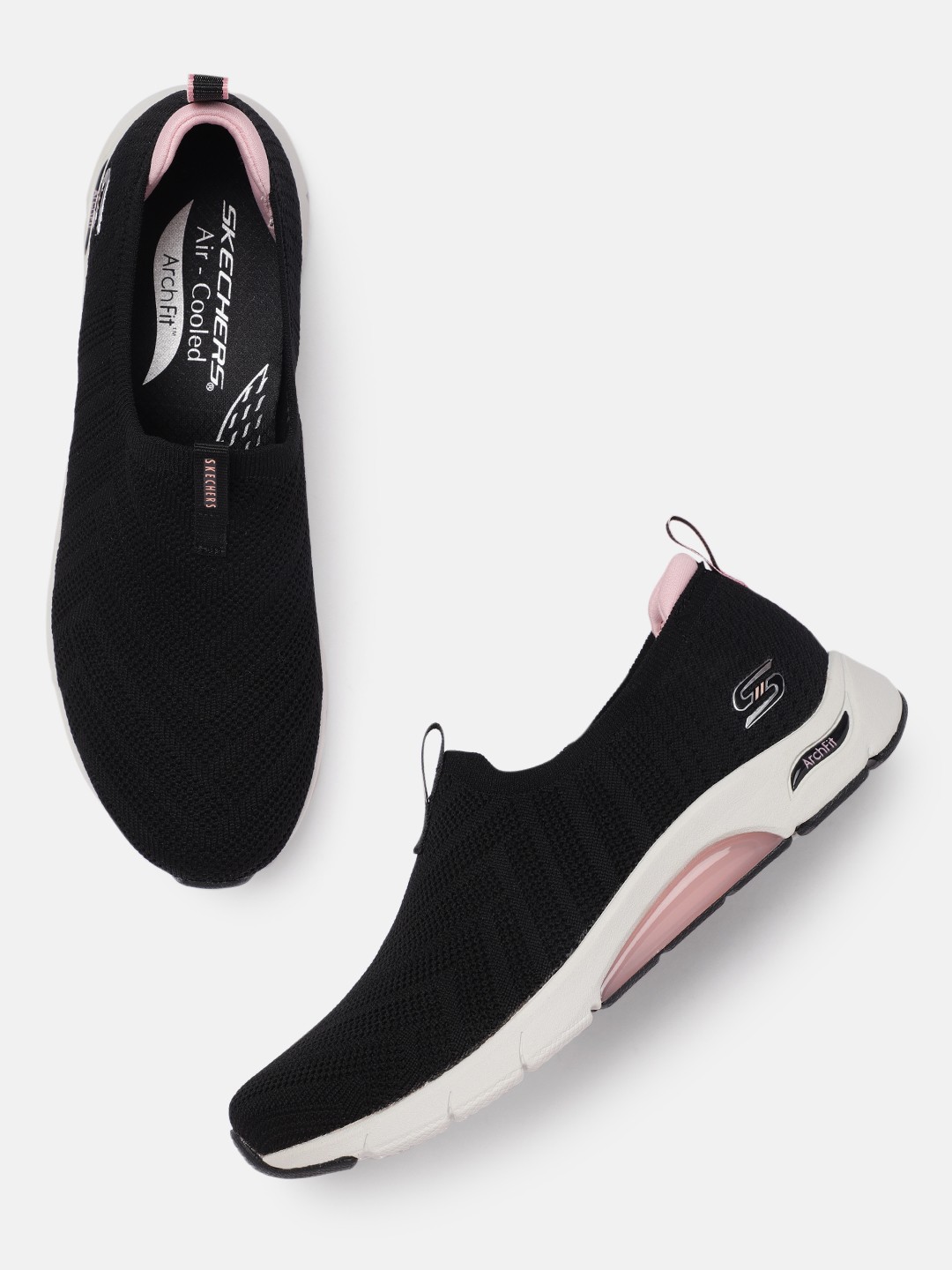 

Skechers Women Black Air Arch Fit - Top Pick Slip-On Sneakers