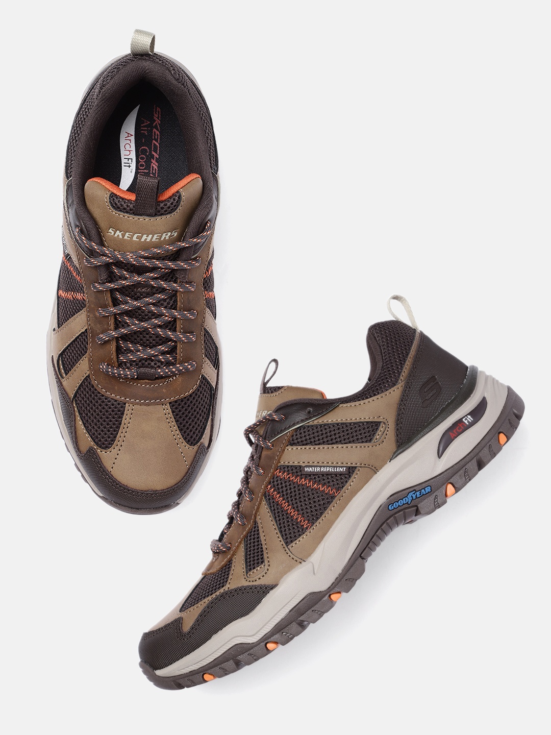 

Skechers Men Brown Solid Regular Water Repellent Arch Fit Dawson Vortego Sneakers