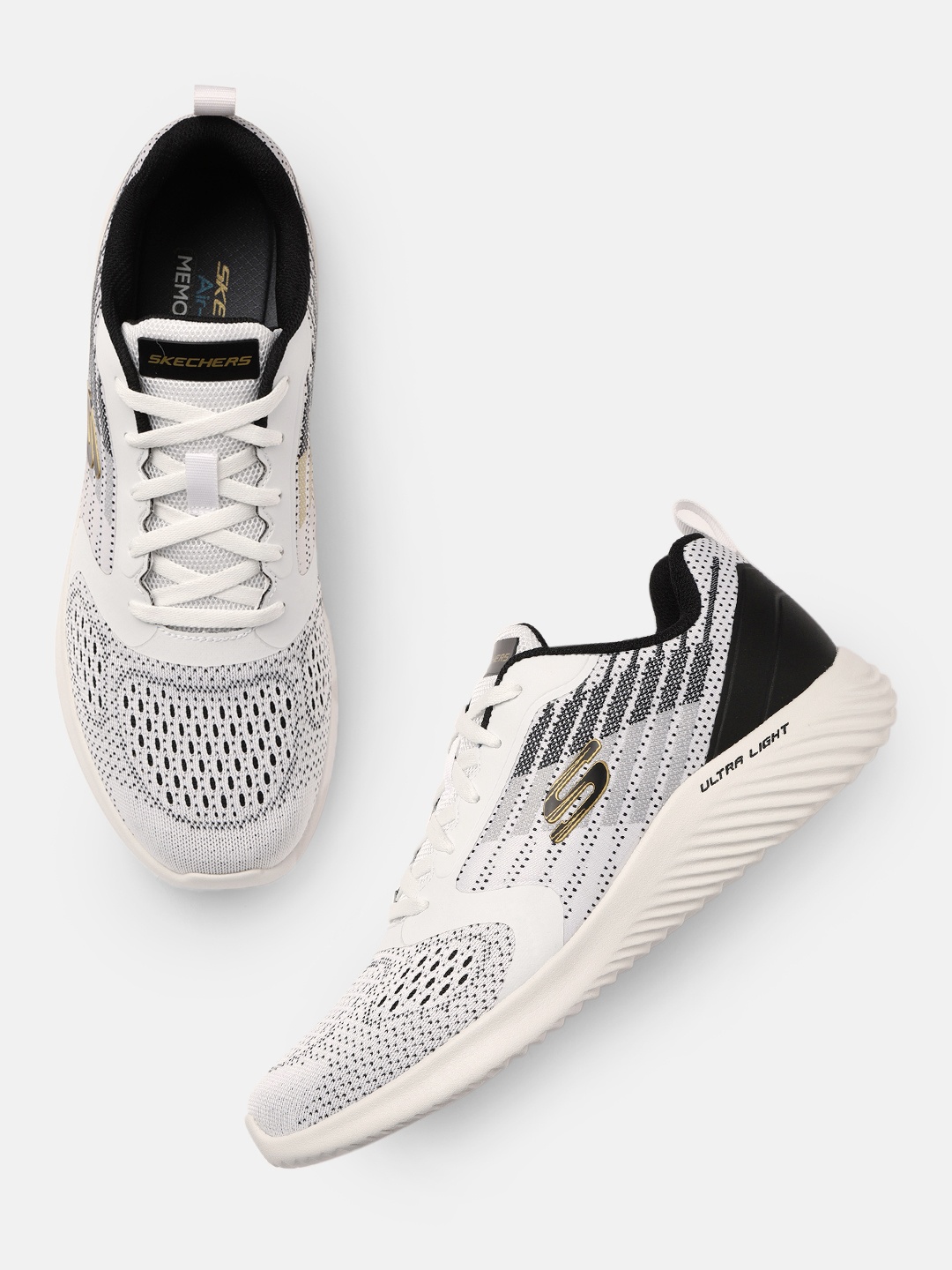 

Skechers Men Off-White Solid Sneakers