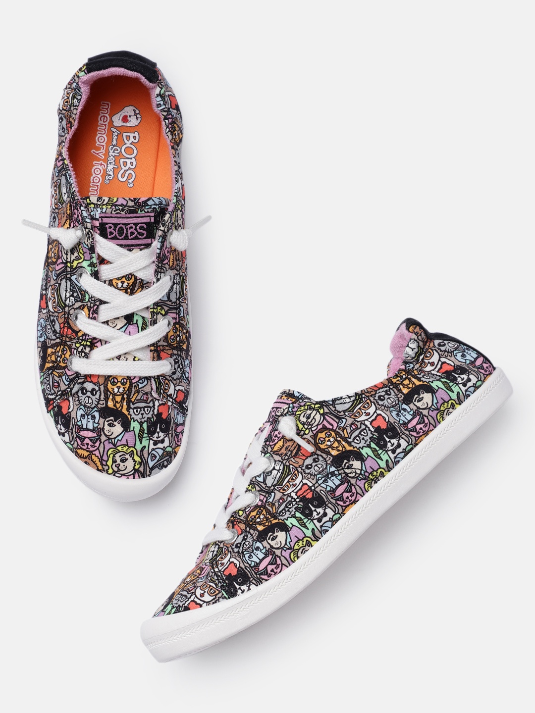 

Skechers Women Multicoloured Beach Bingo Classy Cat Print Regular Sneakers, Multi