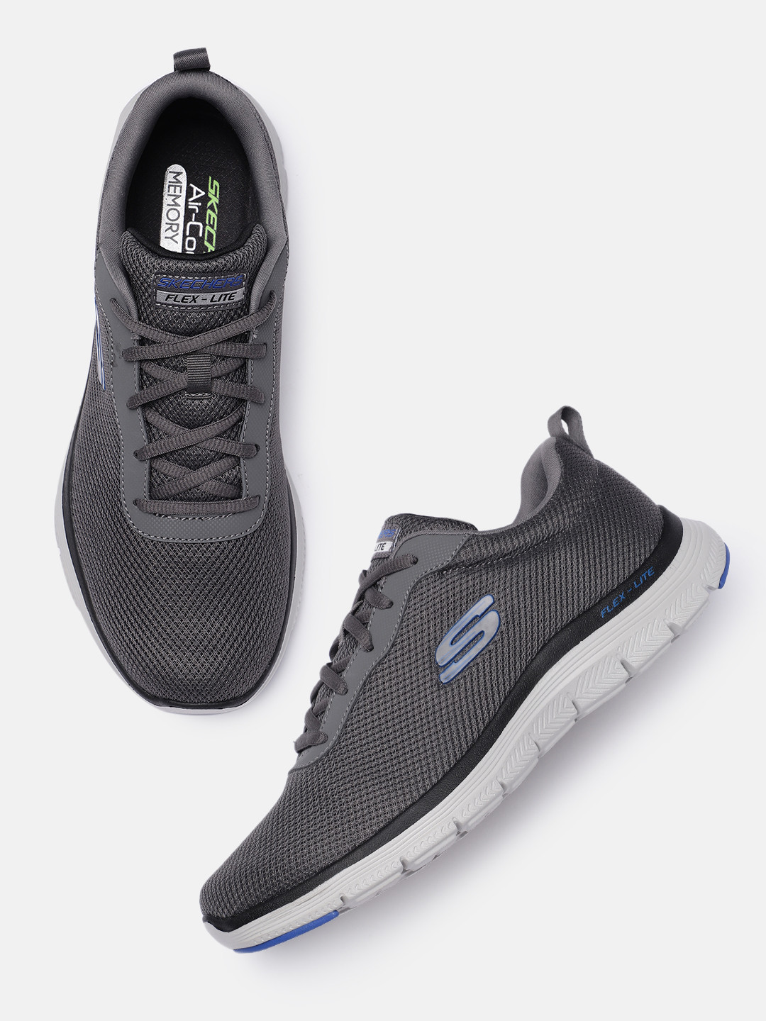 

Skechers Men Charcoal Grey Solid Sneakers