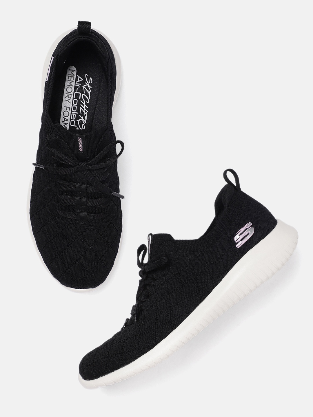 

Skechers Men Black Quilted Regular Air-Cooled Memory Foam Ultra Flex Soft Classic Sneakers
