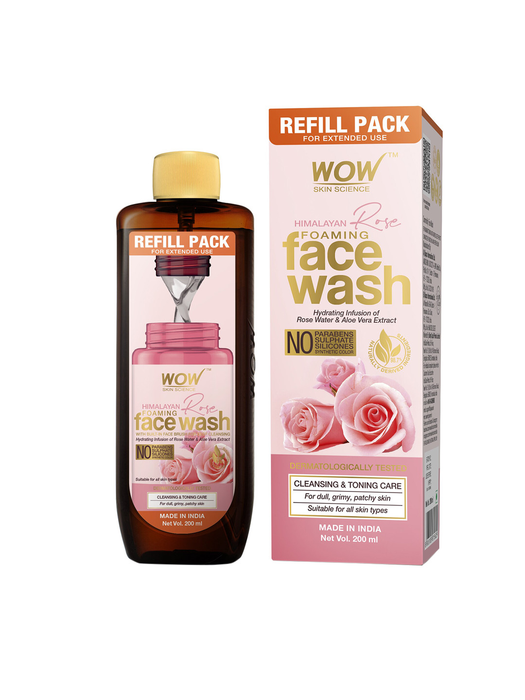 

WOW SKIN SCIENCE Himalayan Rose Foaming Face Wash Refill Pack - 200 ml, Pink