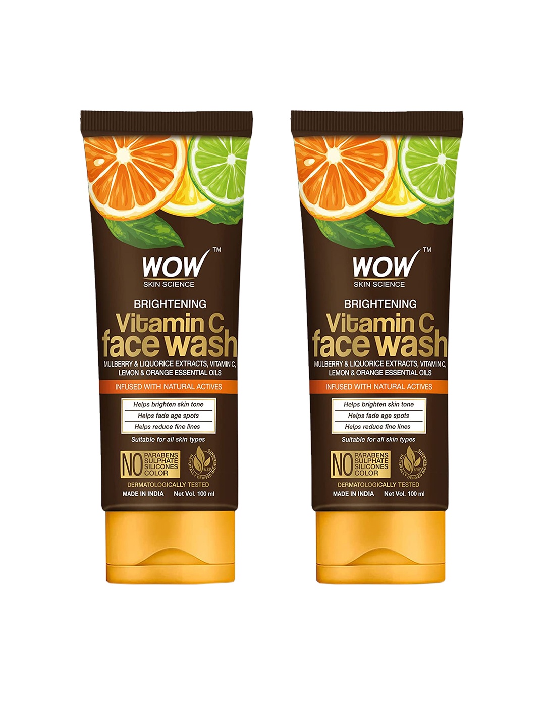 WOW SKIN SCIENCE Set Of 2 Brightening Vitamin C Face Wash 200 ml, White