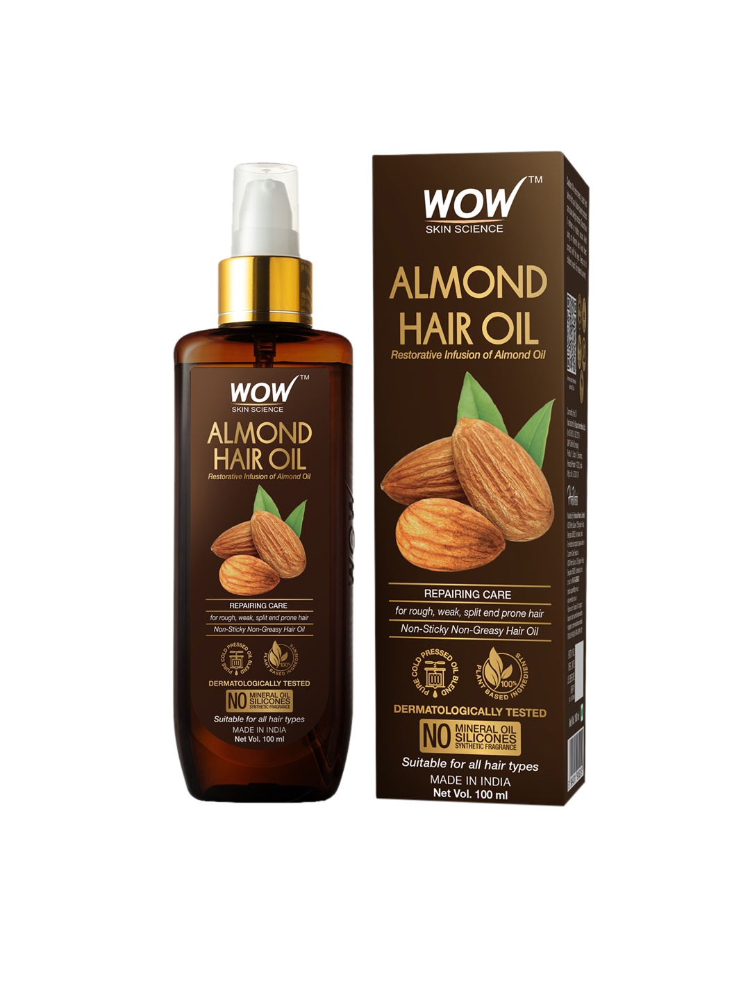 

WOW SKIN SCIENCE Repairing Care Almond Hair Oil - 100 ml, Brown