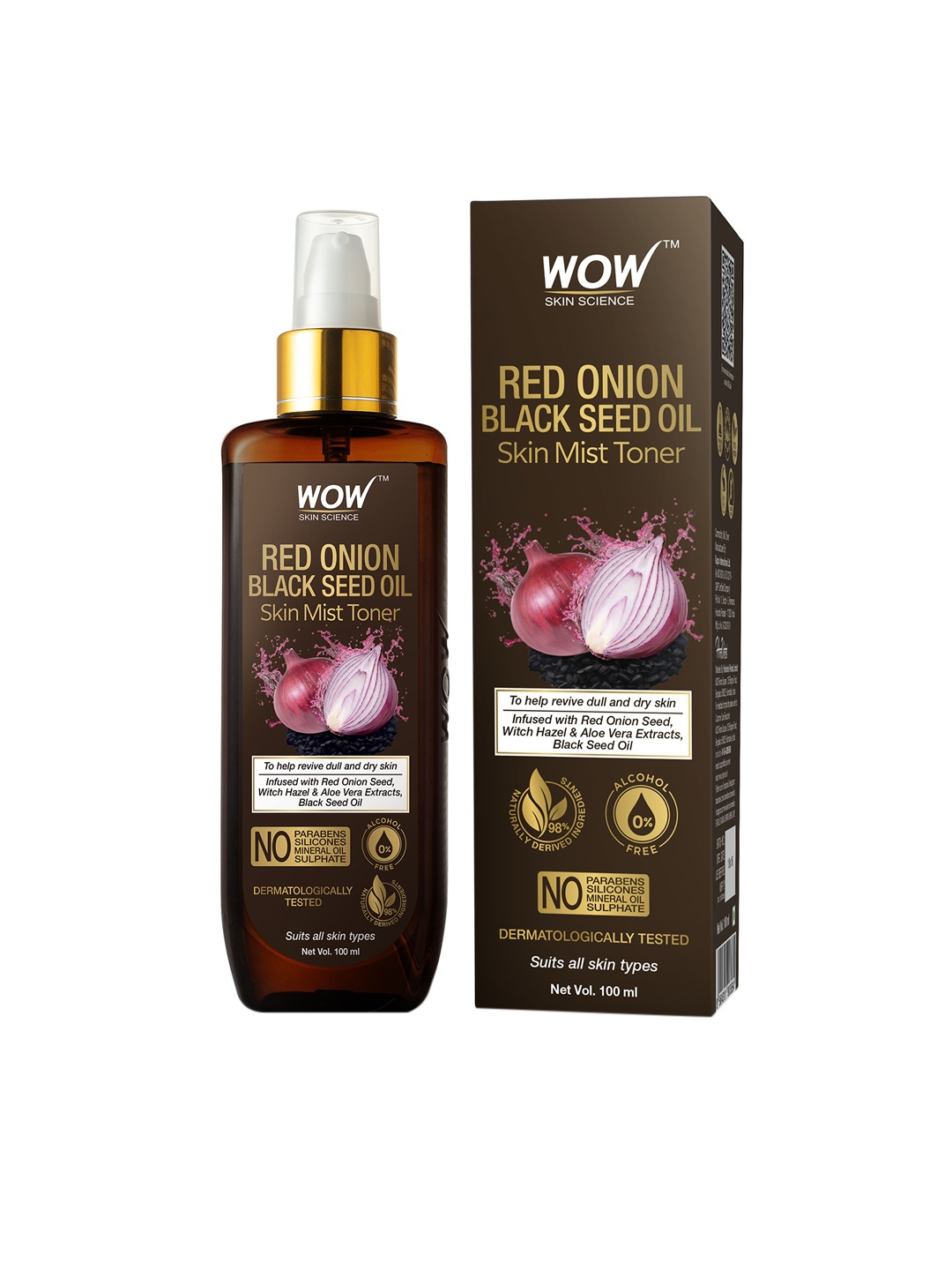 

WOW SKIN SCIENCE Red Onion & Black Seed Oil Skin Mist Toner - 100 ml, Brown