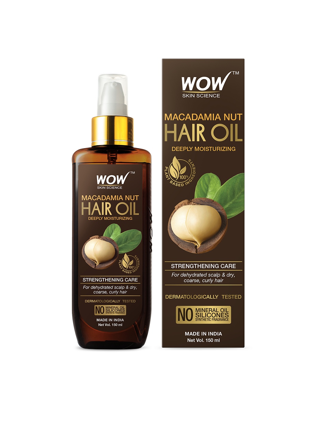 

WOW SKIN SCIENCE Strengthening Care Macadamia Nut Hair Oil - 150 ml, Brown