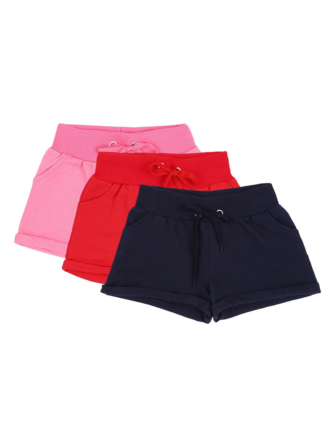 

RAINE AND JAINE Girls Multi Color Set Of 3 Cotton Shorts