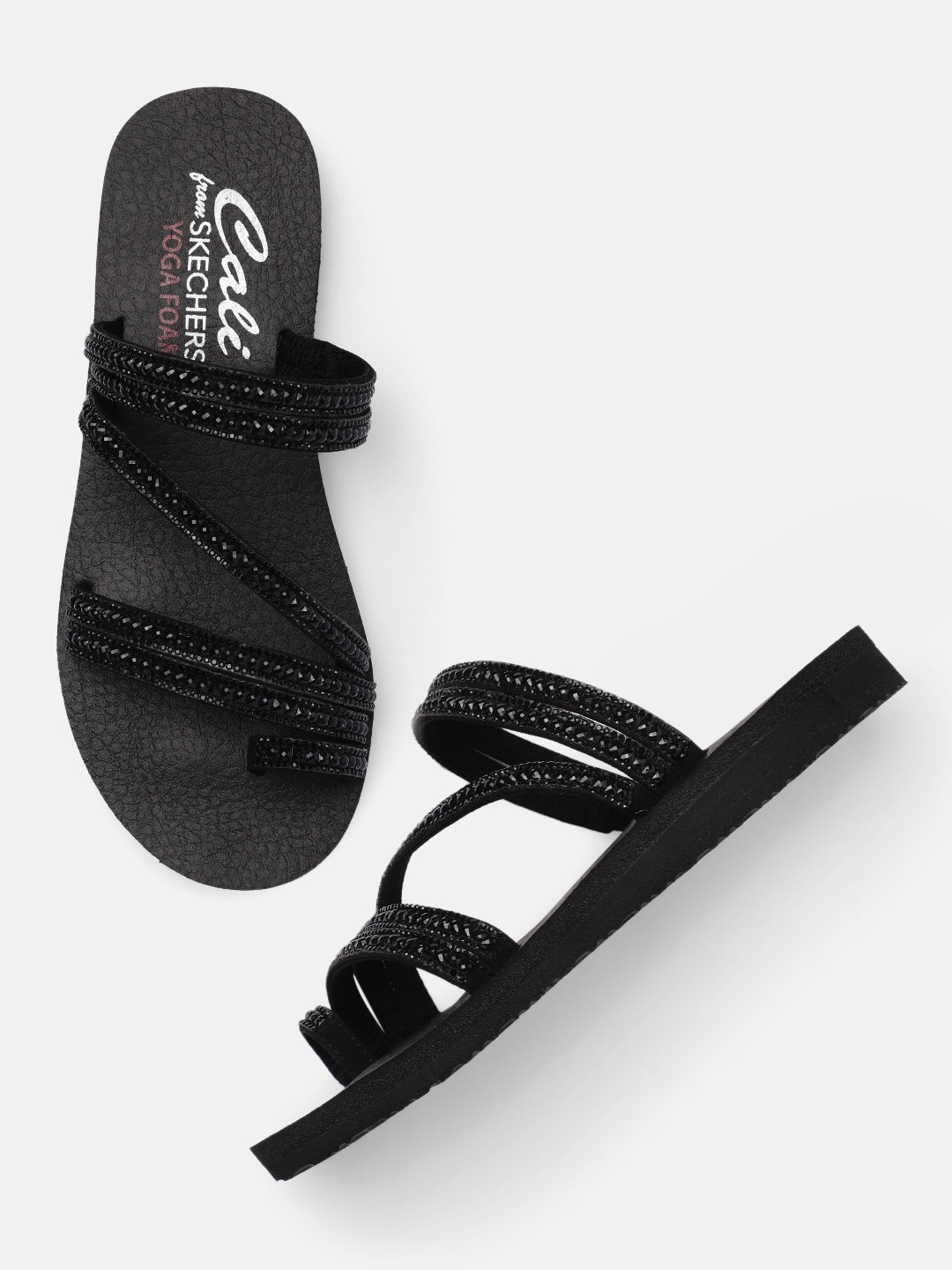 

Skechers Women Black Embellished Slip-On Flip Flops