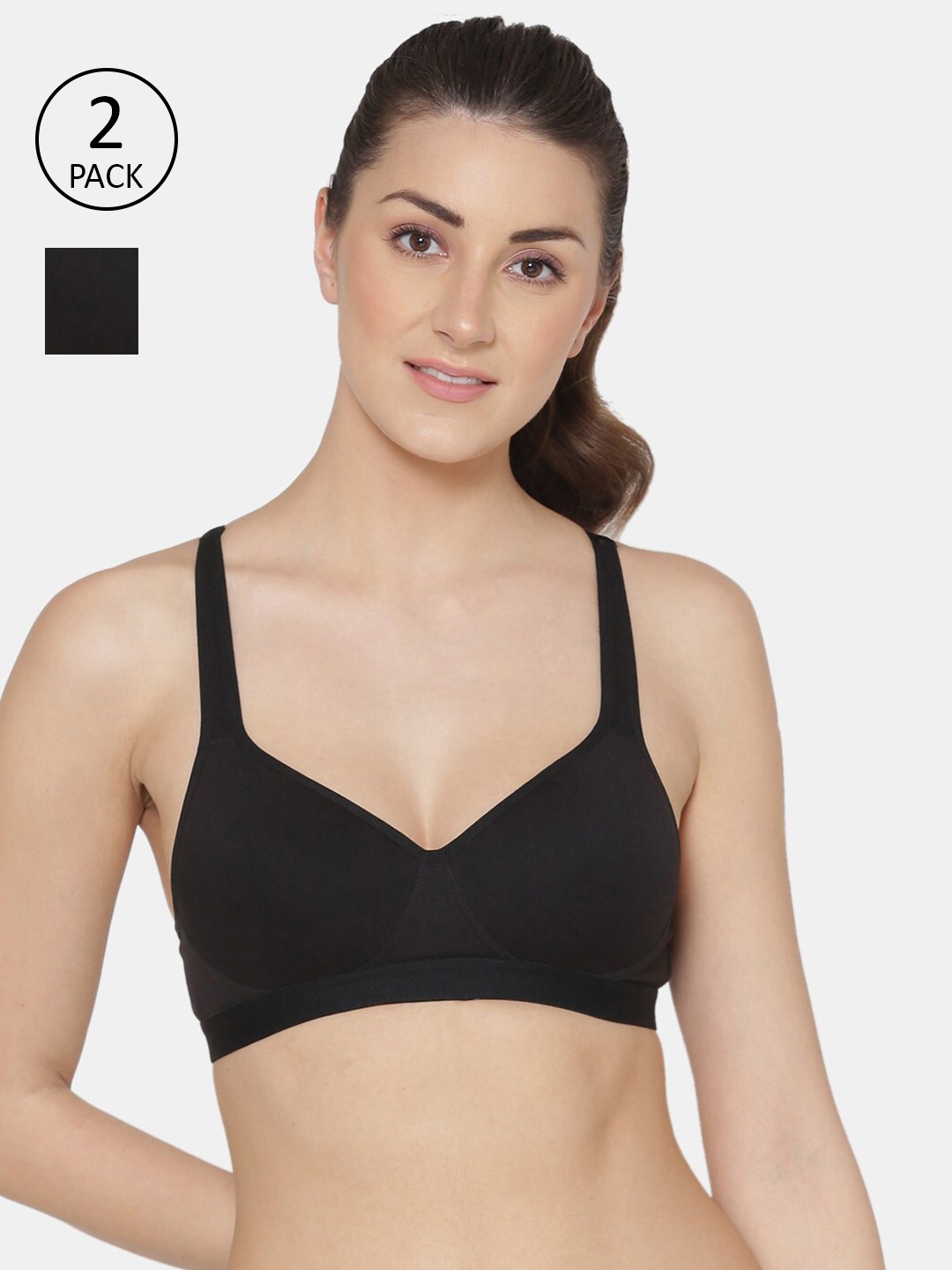 

Tweens Black Set Of 2 Solid Lightly Padded Workout Bra