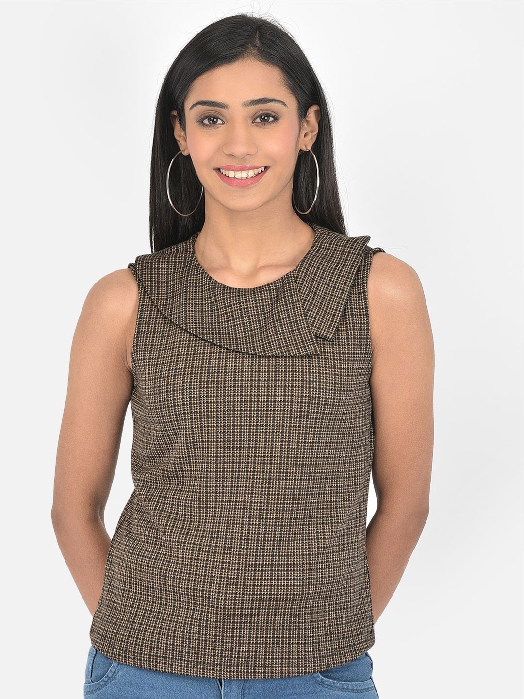 

Latin Quarters Brown Checked Top