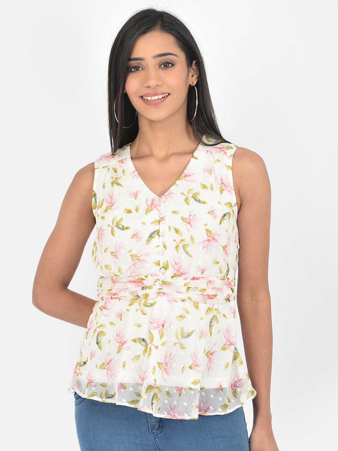 

Latin Quarters White Floral Print Top