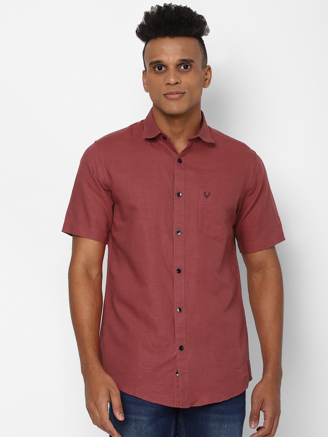 

Allen Solly Men Maroon Slim Fit Cotton Linen Casual Shirt
