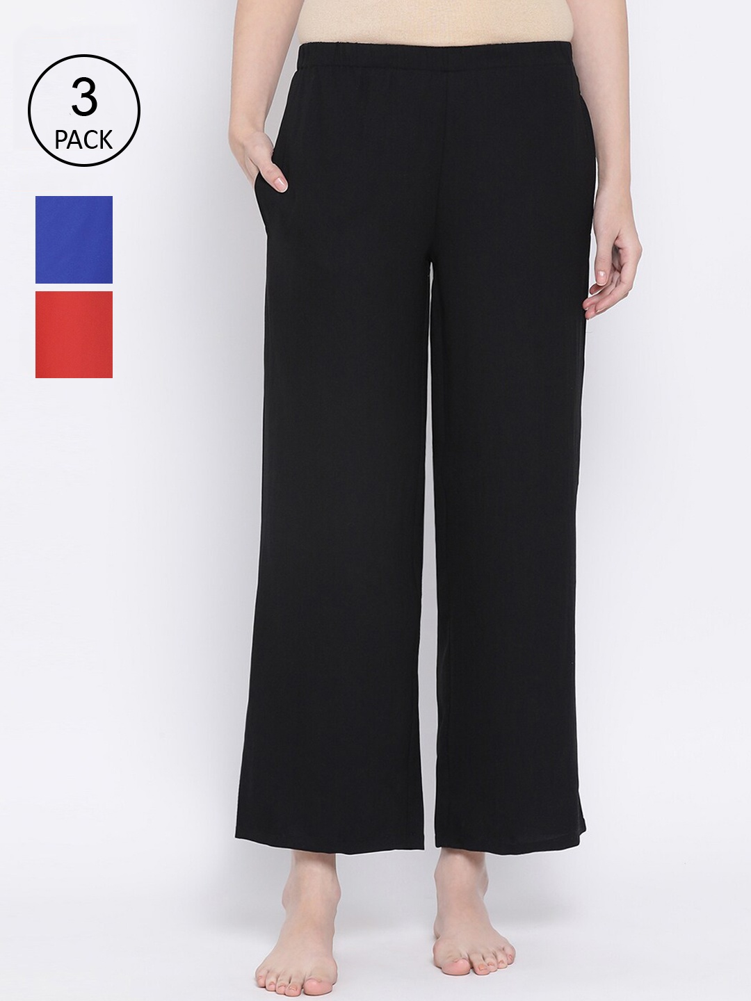 

Clovia Assorted Pack Of 3 Solid Lounge Pant