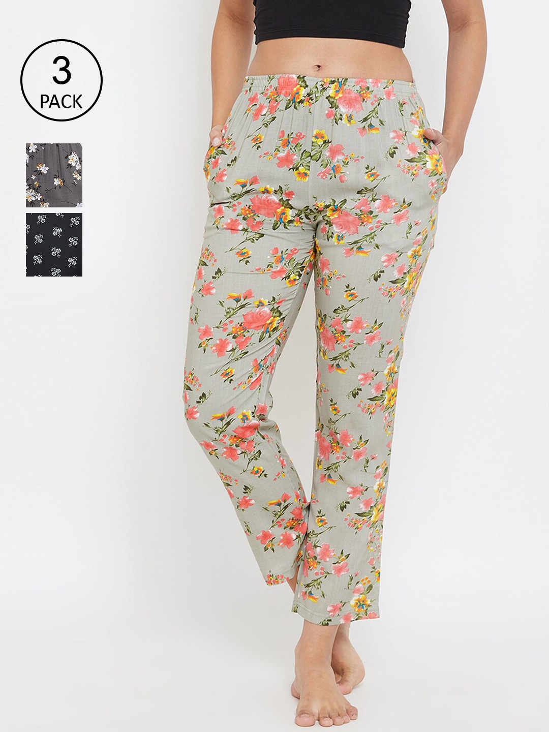 

Clovia Women Pack Of 3 Assorted Lounge Pants