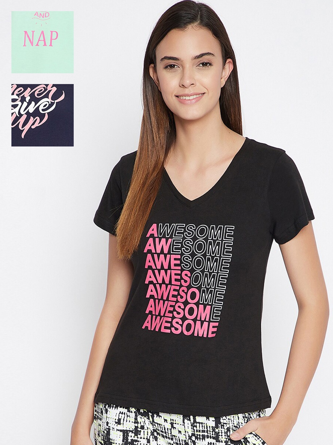 

Clovia Women Pack Of 3 Assorted Lounge T-Shirt
