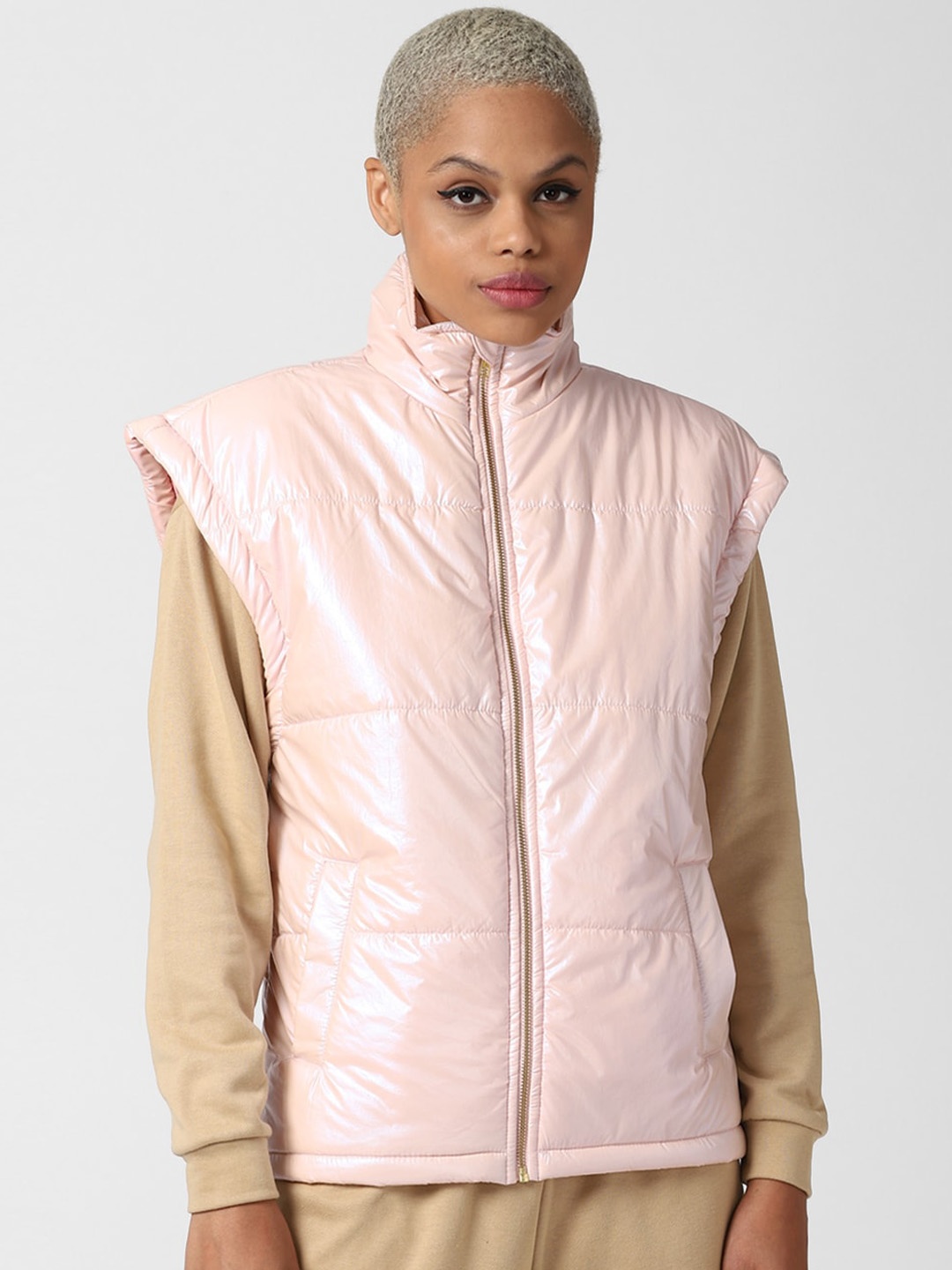 

FOREVER 21 Women Pink Padded Jacket