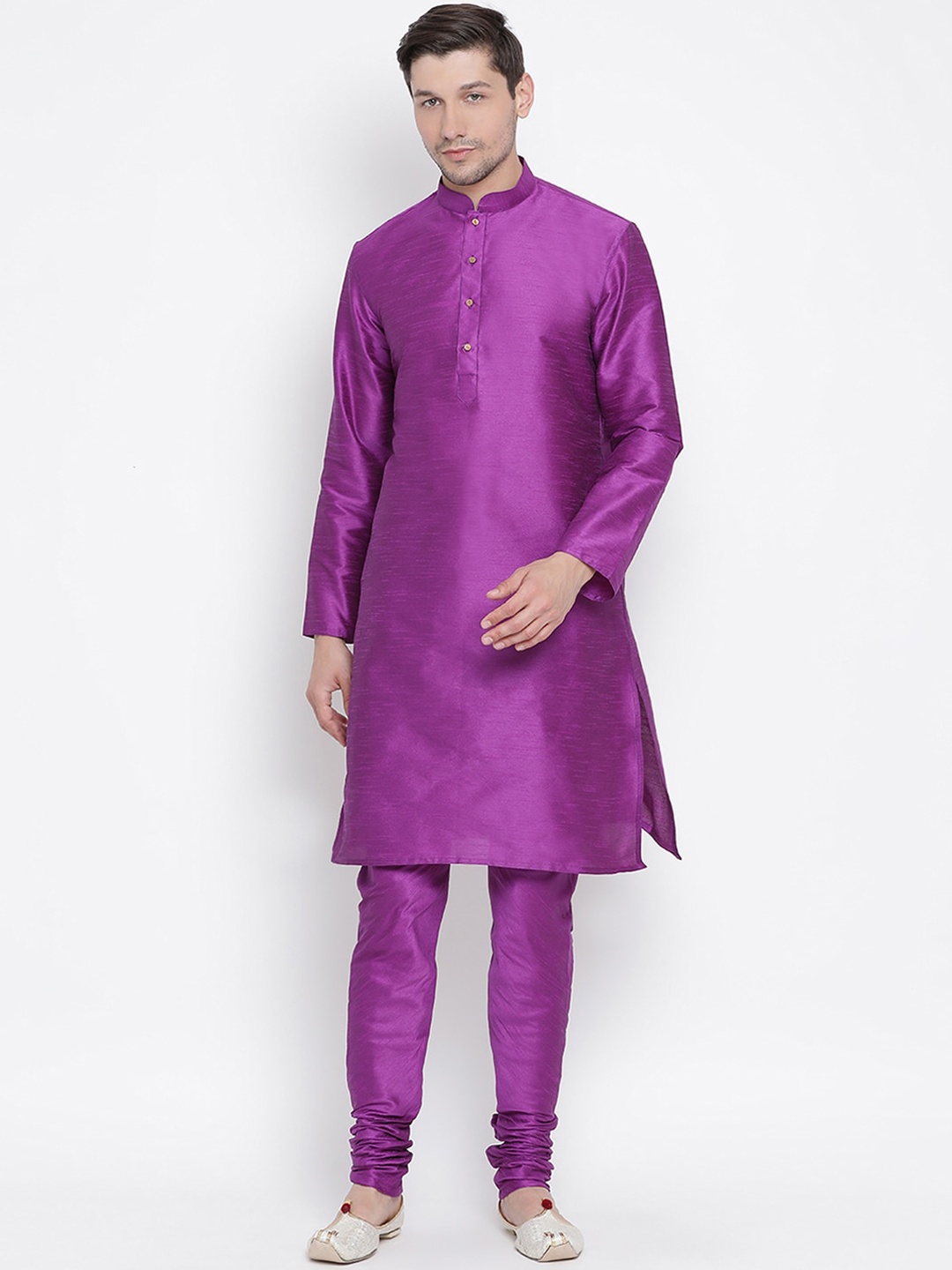 

VASTRAMAY Men Purple Kurta with Churidar