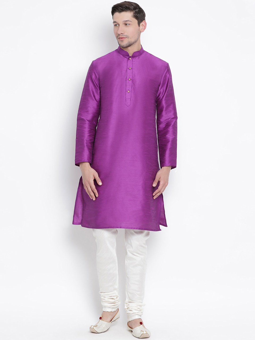 

VASTRAMAY Men Purple Kurta with Churidar
