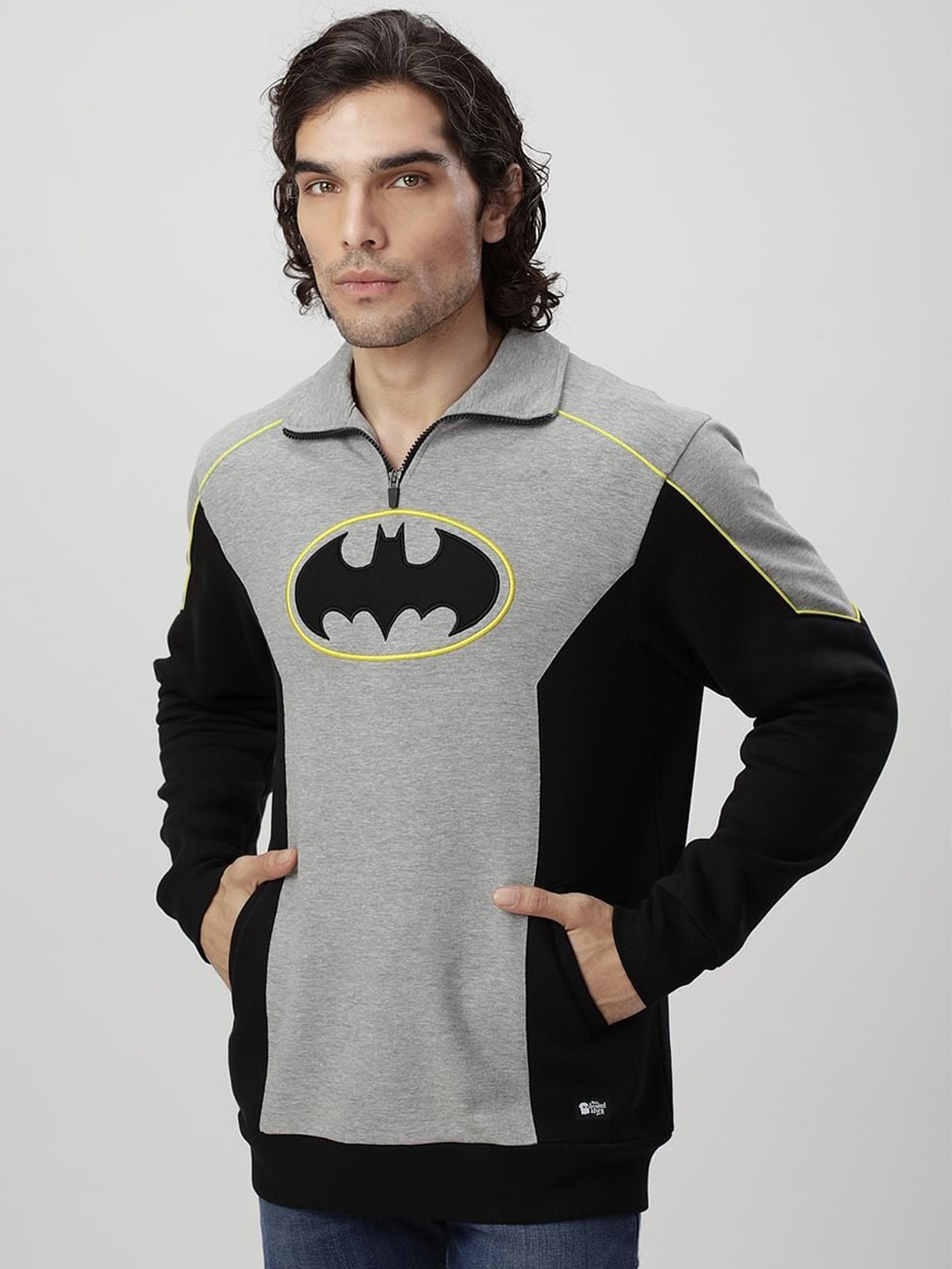 The Souled Store Men Black Batman Printed Cotton Sweatshirt
