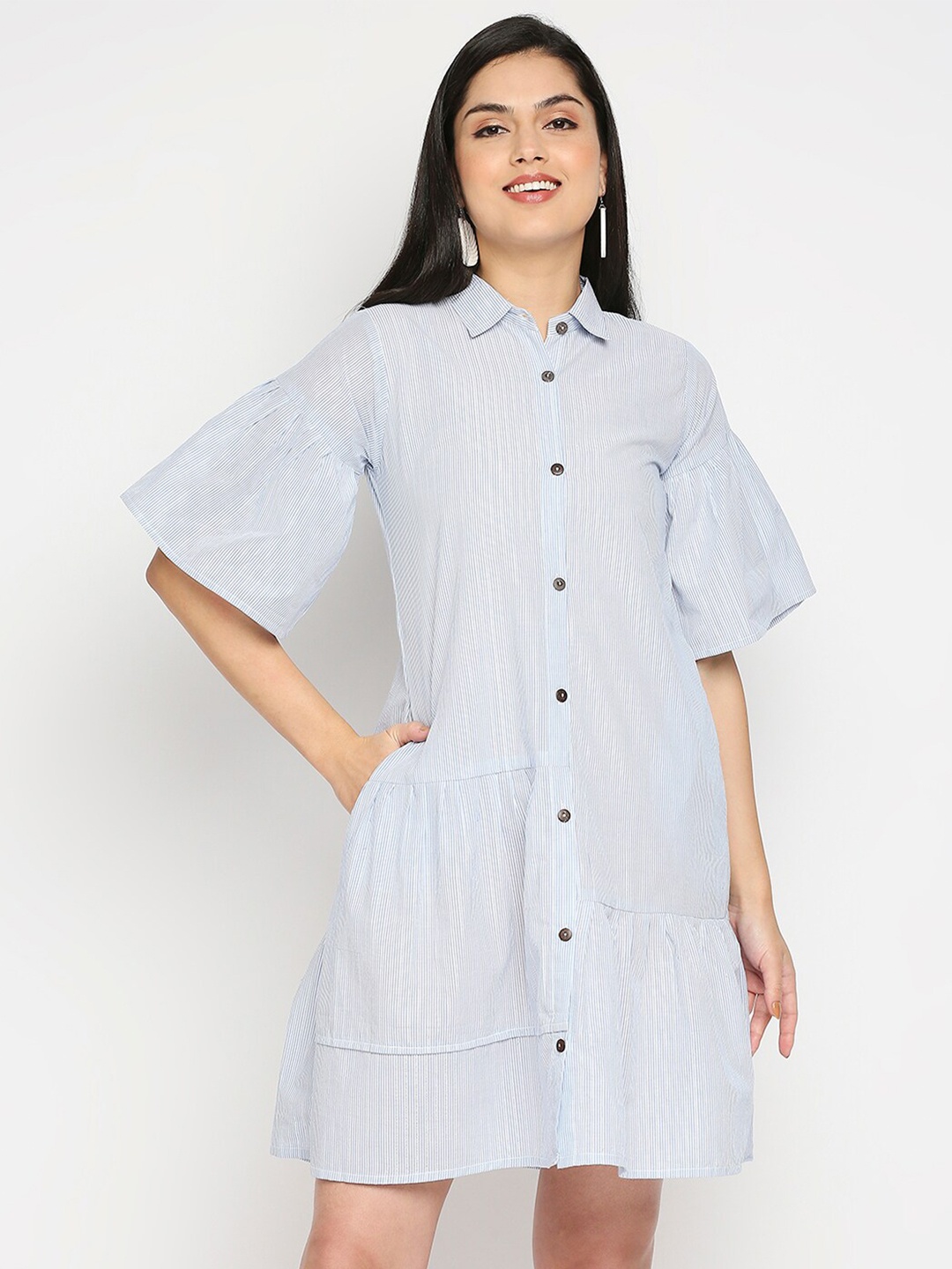 

Kuber Studio Blue Striped Shirt Dress