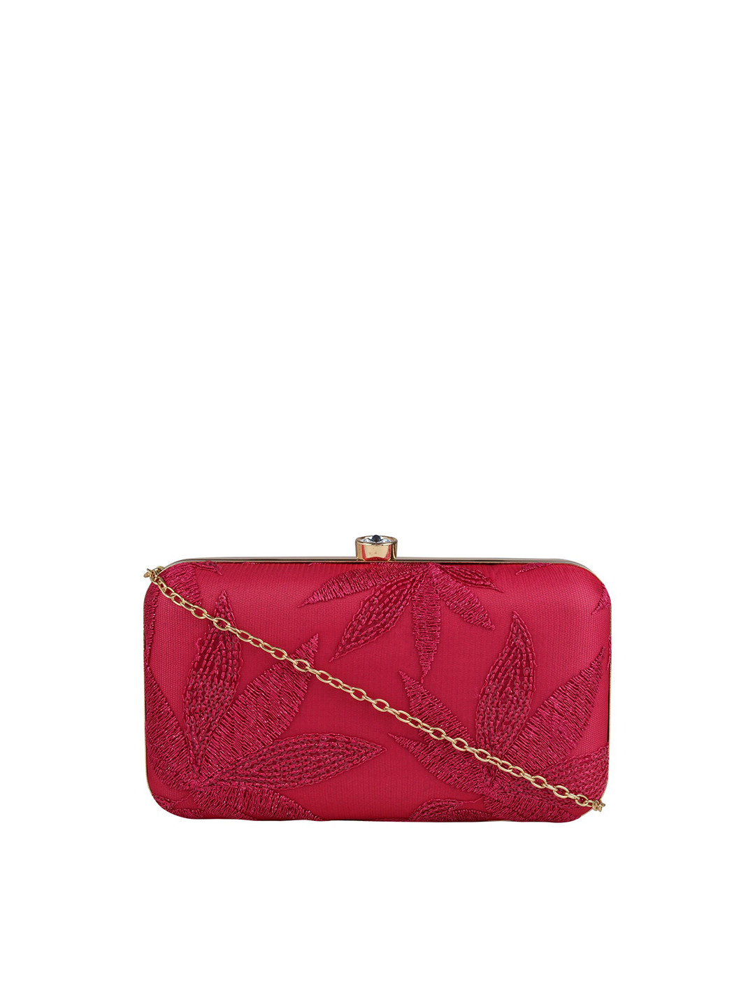

HORRA Pink Embroidered Box Clutch
