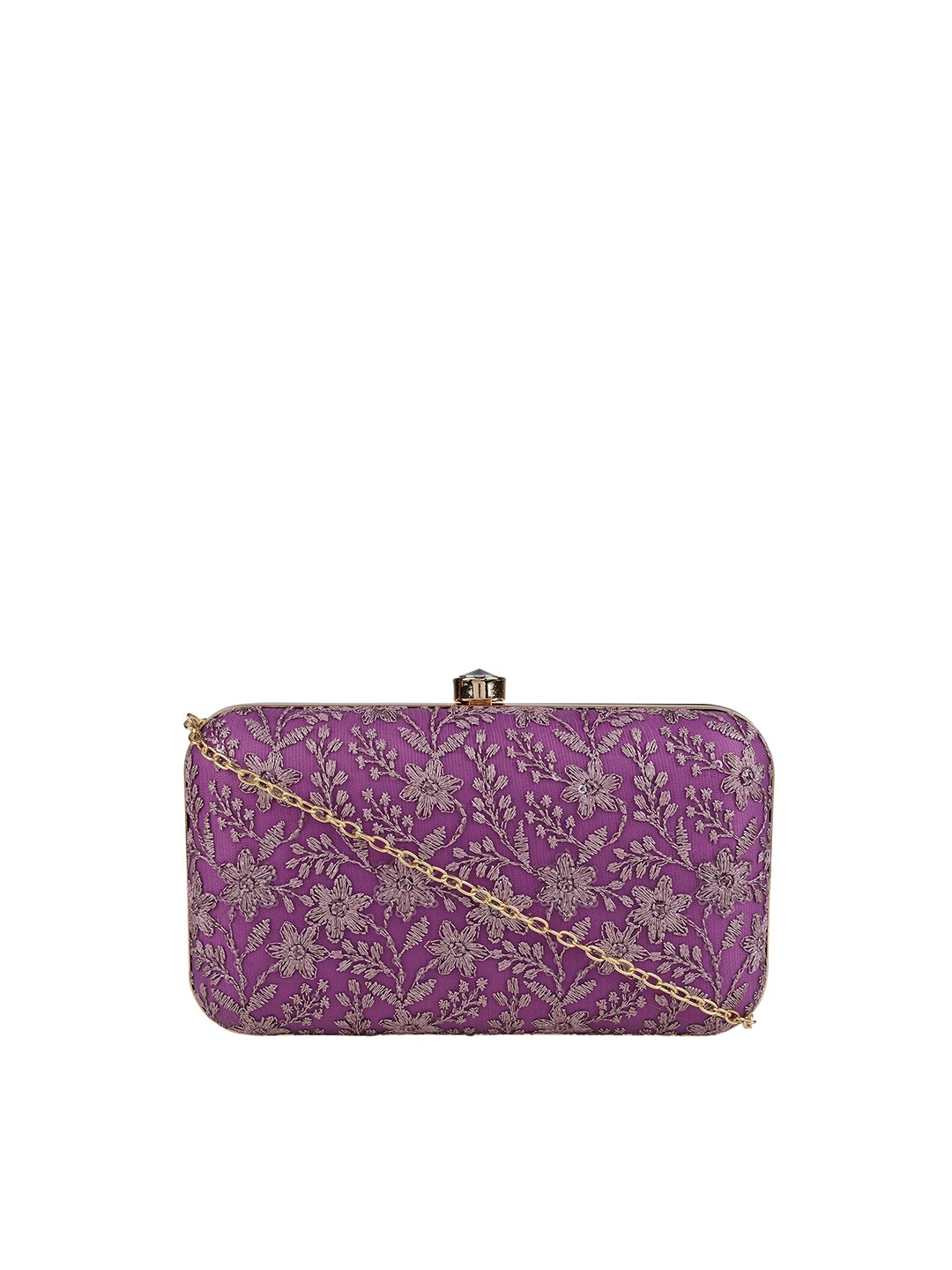 

HORRA Women Purple Embroidered Box Clutch