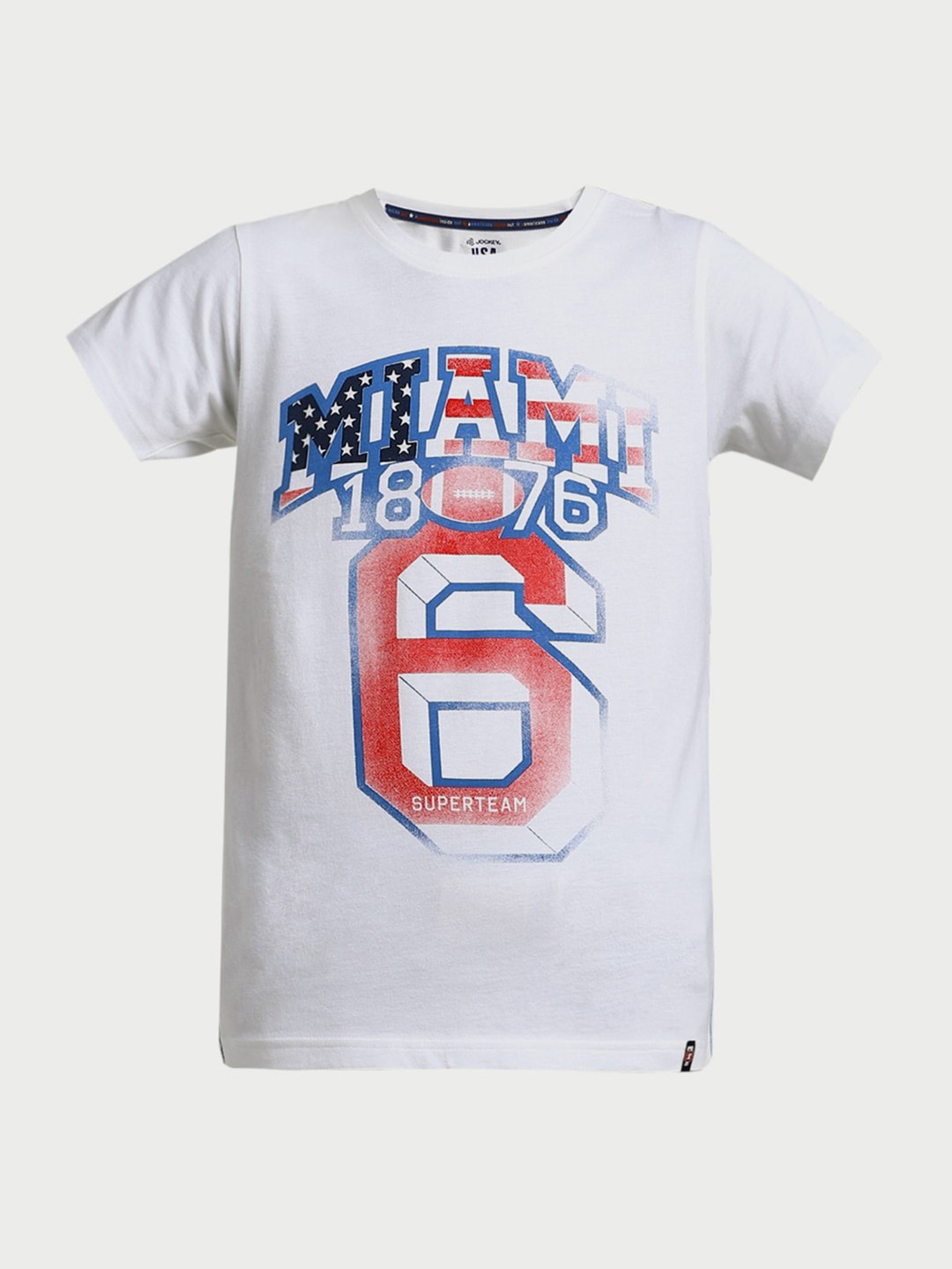 

Jockey Boys White & Red Printed Cotton T-shirt